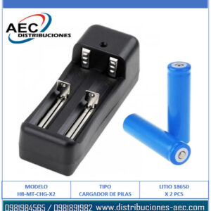 CARGADOR DE PARED 110V PARA PILAS 18650 X 2 LUZ LED