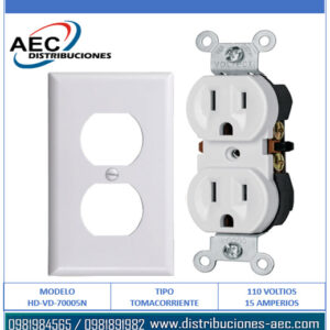 TOMA CORRIENTE DOBLE POLARIZADO 110V 15AMP COLOR BLANCO