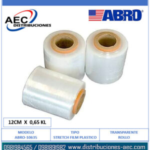 STRETCH FILM PLÁSTICO TRANSPARENTE 12 CMT X 0.65 KLG ABRO