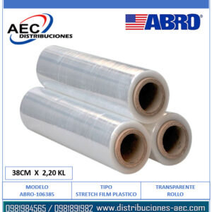 STRETCH FILM PLÁSTICO TRANSPARENTE 38 CMT X 2.20 KLG ABRO