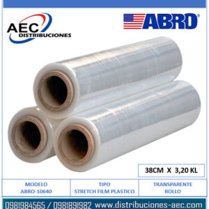 STRETCH FILM PLÁSTICO TRANSPARENTE 50 CMT X 3.20 KLG ABRO