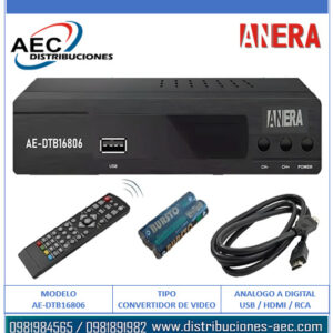 CONVERTIDOR DECODIFICADOR DE CANALES TERRESTRES DE ANÁLOGO A DIGITAL CON PUERTO USB - HDMI Y RCA